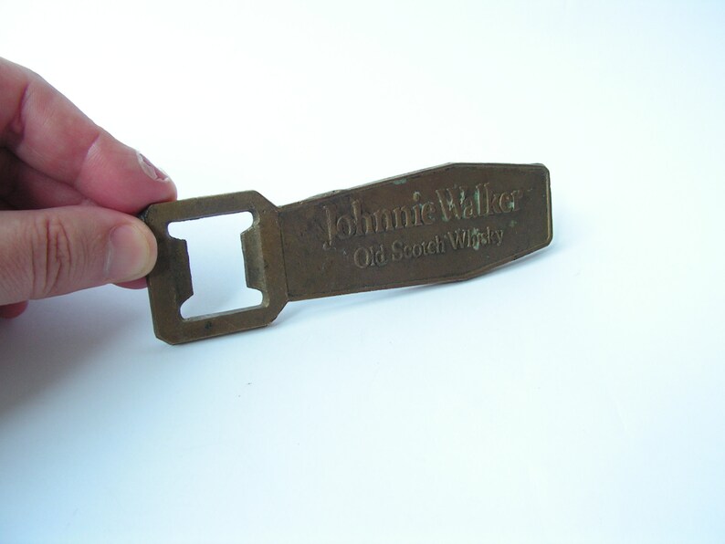 Vintage Brass Johnnie Walker Bottle Opener, Bar Tool Accessory image 8