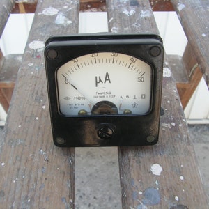 Retro microammeter USSR Vintage ammeter 1960s Analog meters Antique microammeter scale 0 - 50 milliamps Steampunk Decor Electrical appliance