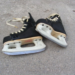 Vintage ice skates RAPIDE, Children Ice shoes, Canada black skates, CCM Hockey ice skates, Old ice skates, Winter sport decor image 7