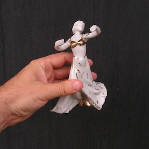 Vintage porcelain ballerina, Figurine graceful figurante, White collectible, Decorative statue ballet dancer