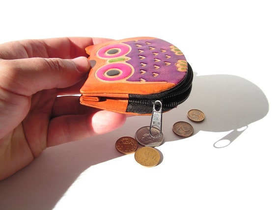 Purse owl zipper Vintage wallet woman Small coin … - image 7