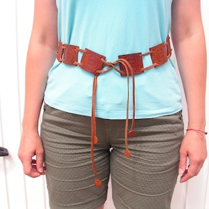 Extravagant leather belt Vintage female leather belt Stylish hippie belt Womans Genuine leather belt Brown leather belt Retro leather belt