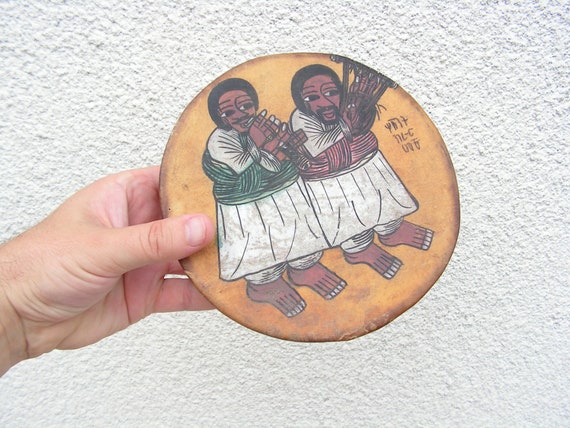 Vintage handmade drum, Leather drum, Hand painted drum, Small drum, Hit musical instrument, Vintage musical instrument, Percussion