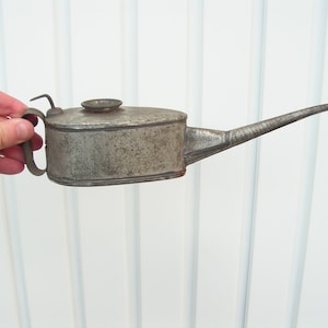 Vintage pump oil can 1950s, Oil tin box, Long spout oil can, Antique oiler can, Motor patina oil can, Collectibles oil can, Pump Oiler