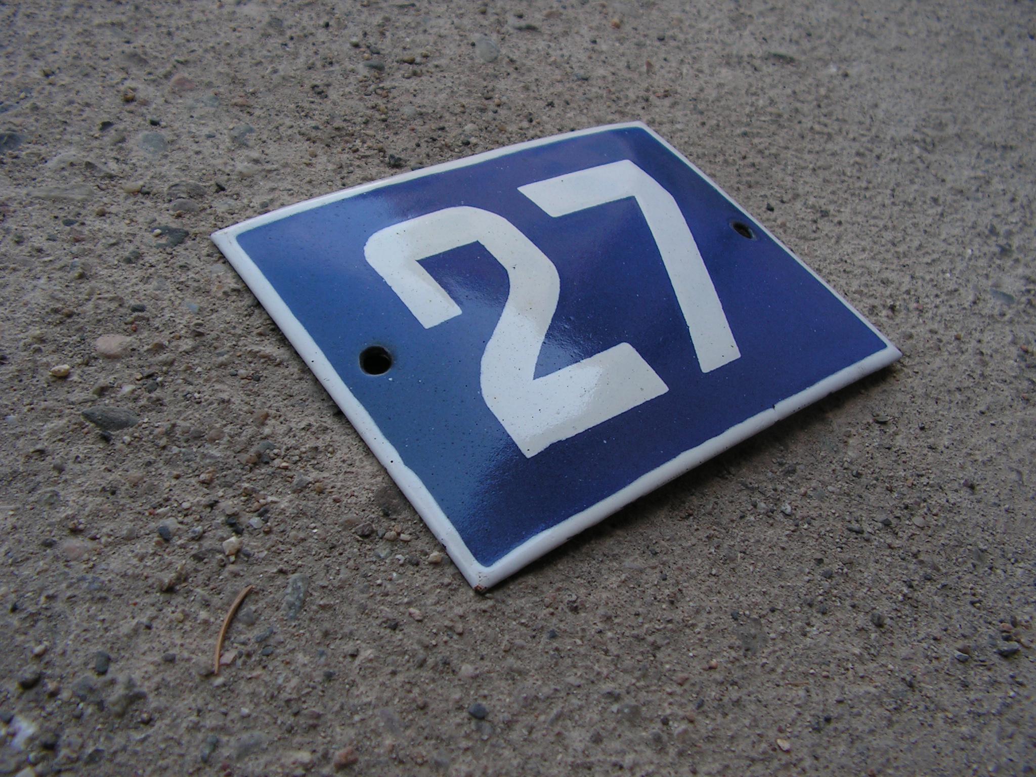 ヴィンテージ レトロ ブルー ホワイト エナメル サイン 12 cm x 9 cm