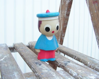 Juguete de goma vintage, marinero de goma, juguetes de baño, chico de goma, juguete coleccionable, regalos para niños