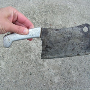 Vintage cleaver aluminum handle, Meat lovely chopper, Meat cleaver, Solid butcher knife, Chopping metal knife, Kitchen Cleaver