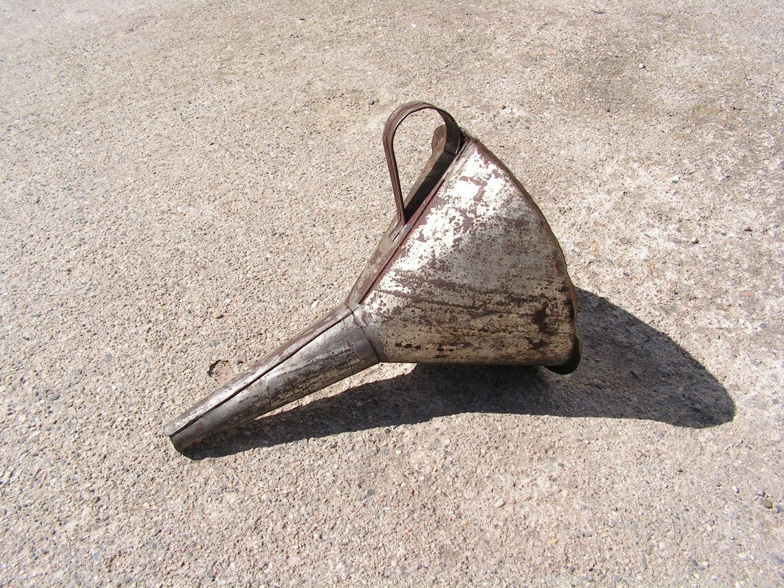 Antique Metal Funnel 1950s Large Rusty Funnel Vintage Utensil Etsy