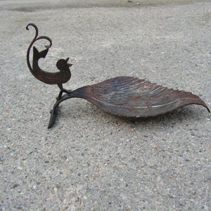 Vintage unique candlestick bird Iron rust candlestick Wrought candle holder Iron candleholder Old candlestick Rustic handmade candleholder
