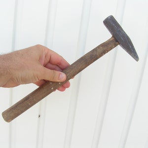 Antique metal hammer 300 grams, Small hammer wooden metal part, Old metal tool, Handmade hammer, Primitive hammer