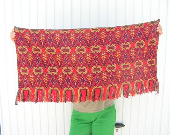 Wall Hanging Cotton Rug Vintage embroider Woven Rug Wall Rug Folk Art Rug Hand Woven Carpet Colourful Rug Bohemian Rug Wall decor