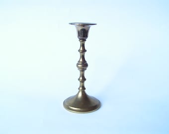 Retro brass candlestick Vintage elegant brass candlestick Small candle holder Brass handmade candleholder Art candlestick