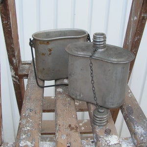 Vintage aluminum lunch box flask USSR Military tin lunch box Aluminum container Tourist food box Aluminum canteen Military field kitchen