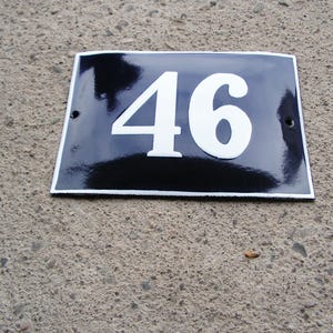 Enamelled plaque 46 Vintage Blue White Enamel Sign 46 Porcelain Street House Number 46 Old Enamel Door number Street Enamelled Sign