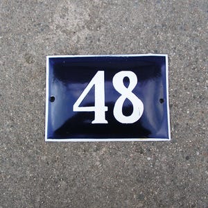 Vintage blue white Enamel Sign 48 15 cm х 10 cm Porcelain Street House Number plaque 48 Enamel Plate 48 Street Enamelled Sign Wall decor