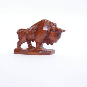Vintage Wooden bull Hand Carved Wooden bull Figurine Wooden Figure of animal Wooden art figure Symbol of male power