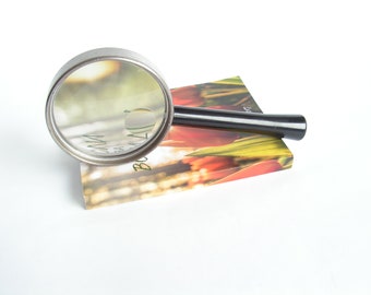Vintage magnifying glass, Desk round magnifier, Old metal plastic magnifier, Double magnifying glass, Reading magnifying glass, Office Decor