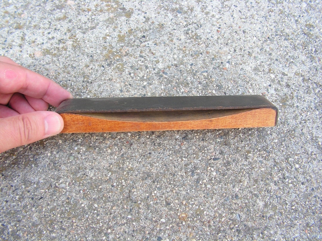 Vintage Small Razor Strop 50s, Leather Wood Shaving Strop, Sharpening