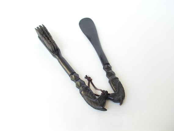 Set shoe and brush Vintage horse head Shoe Horn L… - image 9