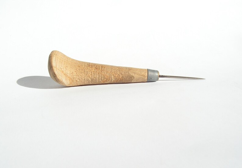 Awl 1950s Vintage Wooden Handled Awl Hand Carved Awl Sewing Etsy