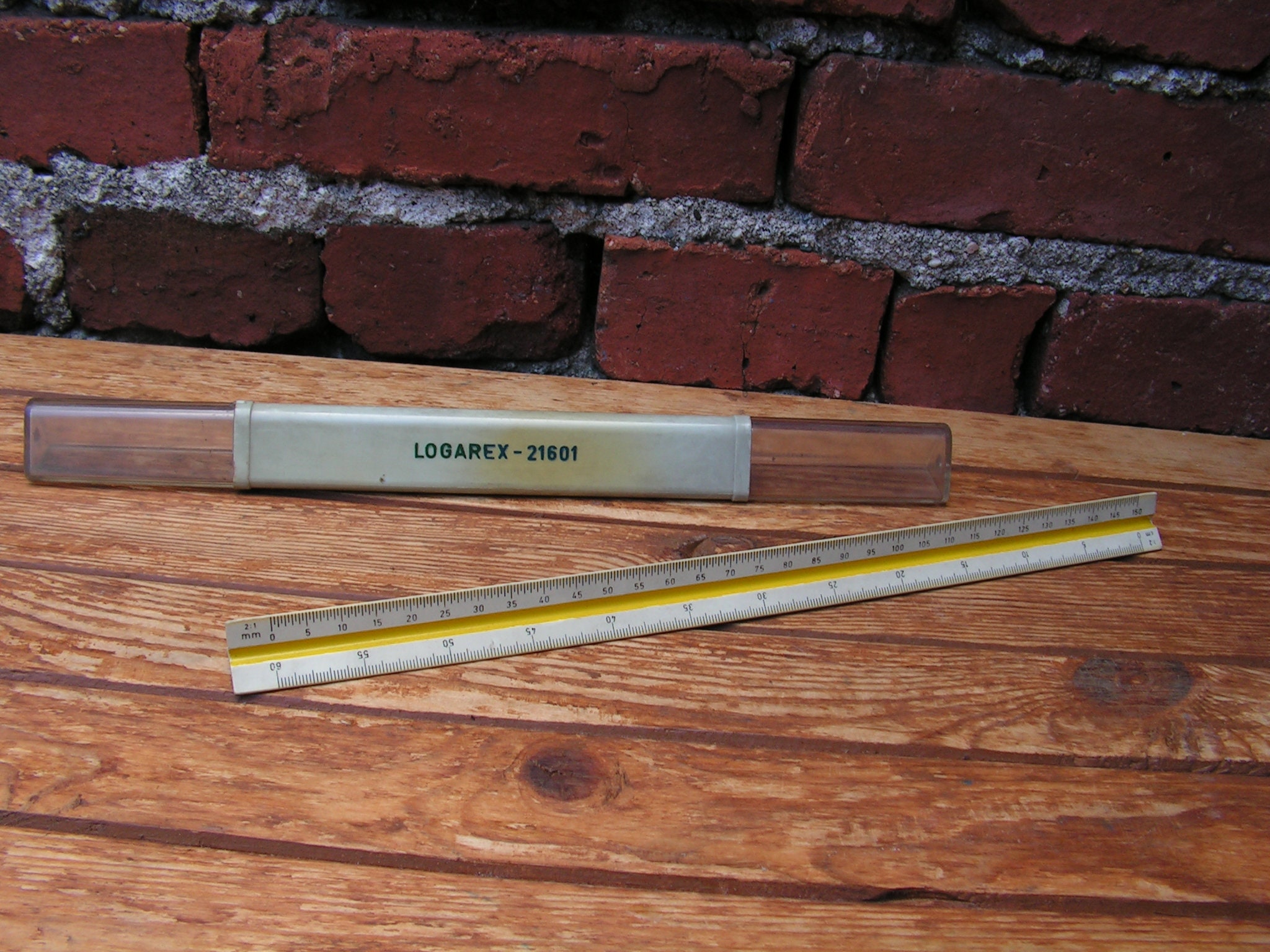Vintage triangular ruler LOGAREX Drafting ruler in original case Scale Rule Old measuring tool Engineering rule Slide ruler Office decor