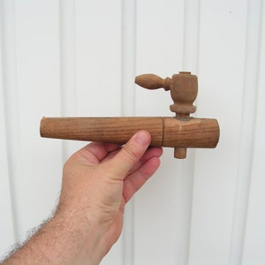 Vintage Wooden Wine Barrel Tap 1950s Old Spigot Wooden Faucet Rustic Home Decor Patina Wood Tap
