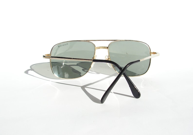 Men sunglasses green lenses POLAROID Retro aviator sunglasses 1980s Vintage pilot glasses Metal frame sunglasses Oversize sunglasses image 3