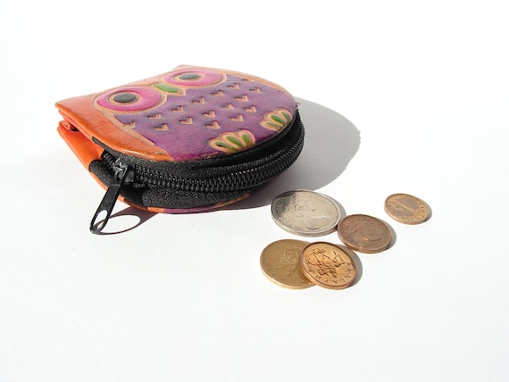 Purse owl zipper Vintage wallet woman Small coin … - image 2