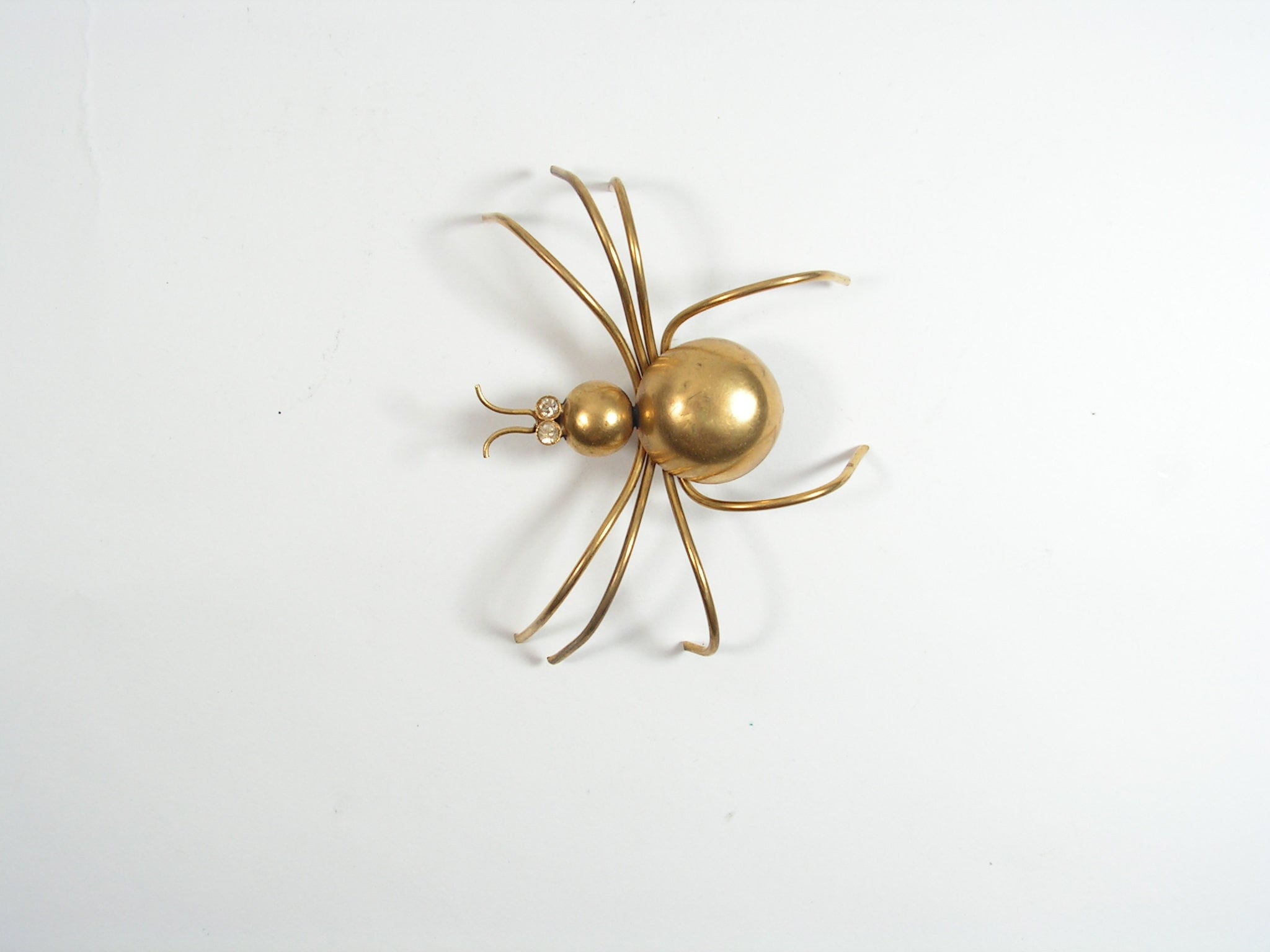 Antique Russian 14K Rose Gold Enamel Spider Brooch With Diamonds