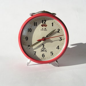 Working Red Clock alarm not work, Chinese Alarm Clock, Vintage Mechanical Clock, Diamond China Clock, Retro Alarm Clock