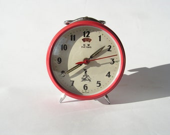 Vintage Red Chinese Mechanical Clock, Retro Table Decor (alarm Not