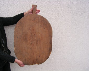 Antique Wooden Bread Board Large Bakery Dough Board with Handle Primitive Big Board Rural wooden board baker Rustic Kitchen