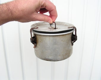 Fiambrera militar vintage de aluminio - Cantimplora búlgara de los años 60