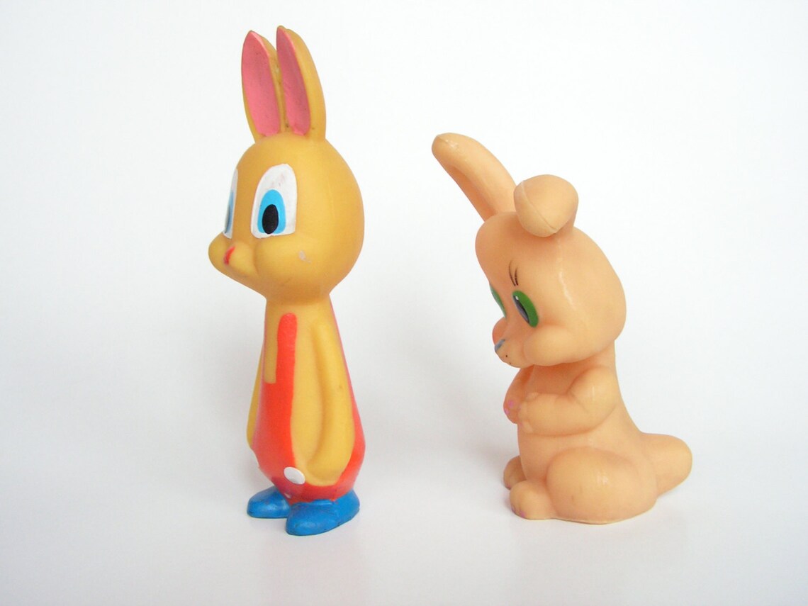 Vintage Rubber Toys Rubber Rabbit Set 2 Rabbit Mini Toys - Etsy