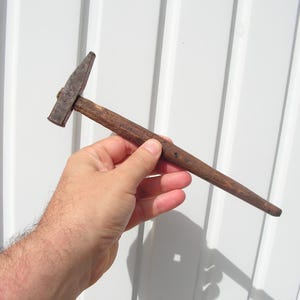 Old metal hammer, Small hammer wooden metal part, Old metal tool, Handmade hammer, Primitive hammer