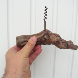 Vintage wooden corkscrew Retro cork removing tool Grapevine corkscrew wood handle Wine corkscrew Vintage Kitchen