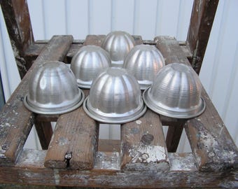 Vintage cake baking molds, Vintage Aluminum Molds, Baking forms, Set of 6 forms, Tart Molds, Candle Molds