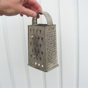 Vintage tin grater Metal patina rectangular grater Bulgaria Kitchen grater marking Primitive shredder Cheese shredder Antique tin grater