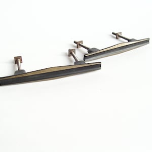 Vintage black gold handles furniture Pair drawer pull handles Cupboard stylish handles Retro metal handles furniture Cabinet handles