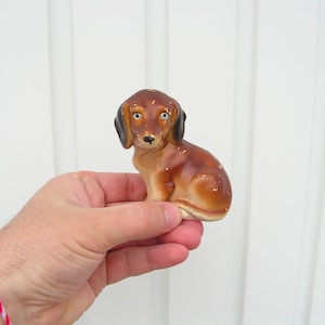 Vintage ceramics dog, Figurine dog, Brown figurine puppy, Collectible dog, Decorative hand painted dog, Ceramic animal figure