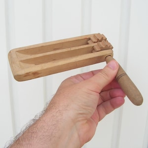 Wooden rare noise maker 1980s Vintage clacker with label Czechoslovakia Wooden grogger Wooden rattle Hand made noise maker Rattle toy