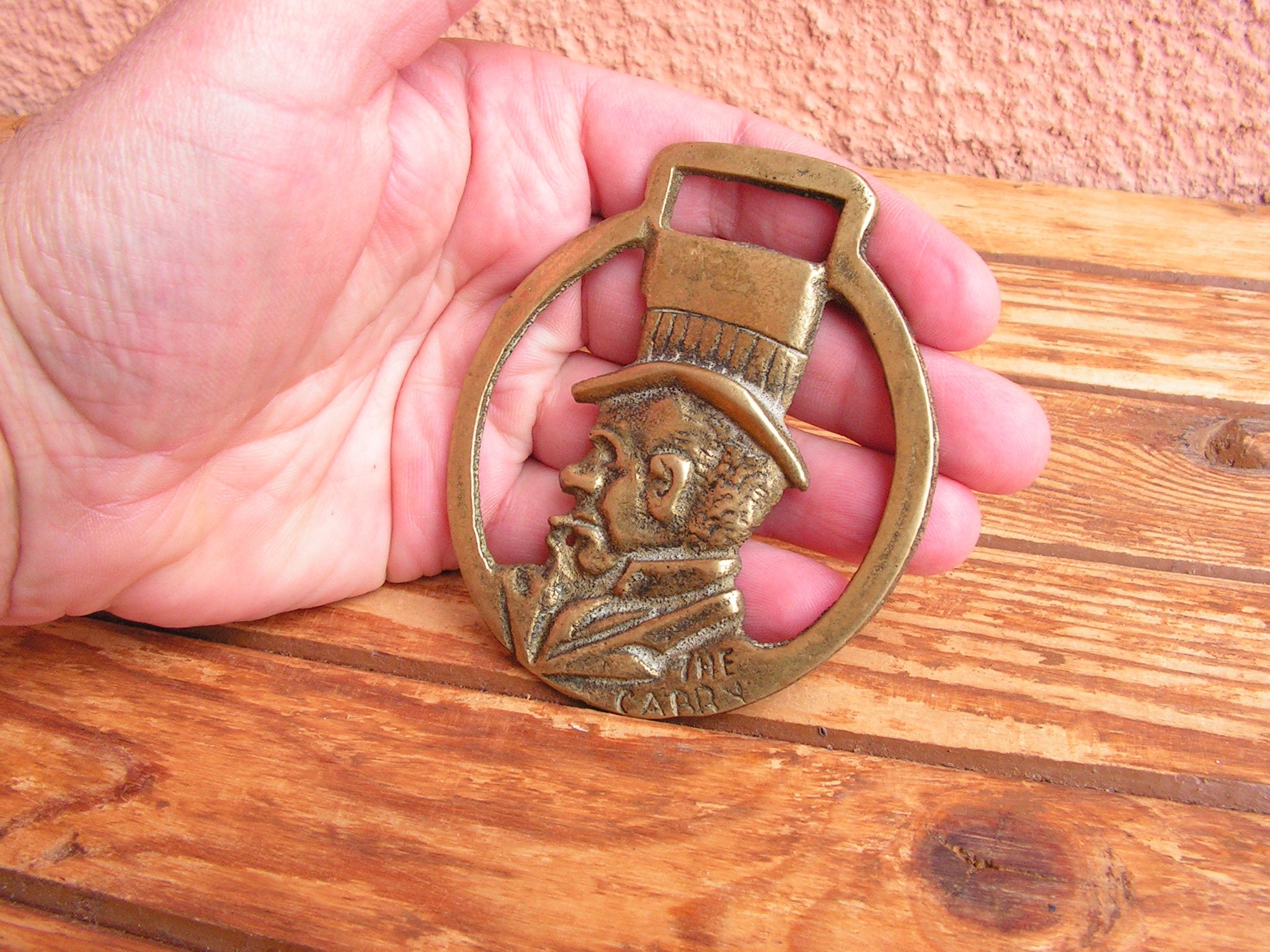 Porte bridon équestre HKM en laiton - Tête de cheval