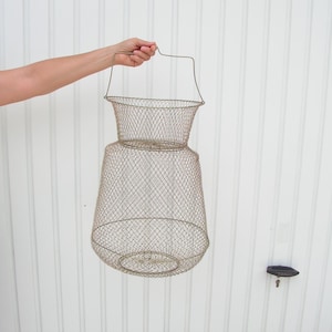 Cesta de alambre grande Trampa para red de pesca 2 tapas extraíbles Red de pesca Cesta de malla de alambre Cubo para peces Cesta de pesca plegable Accesorio para pescador