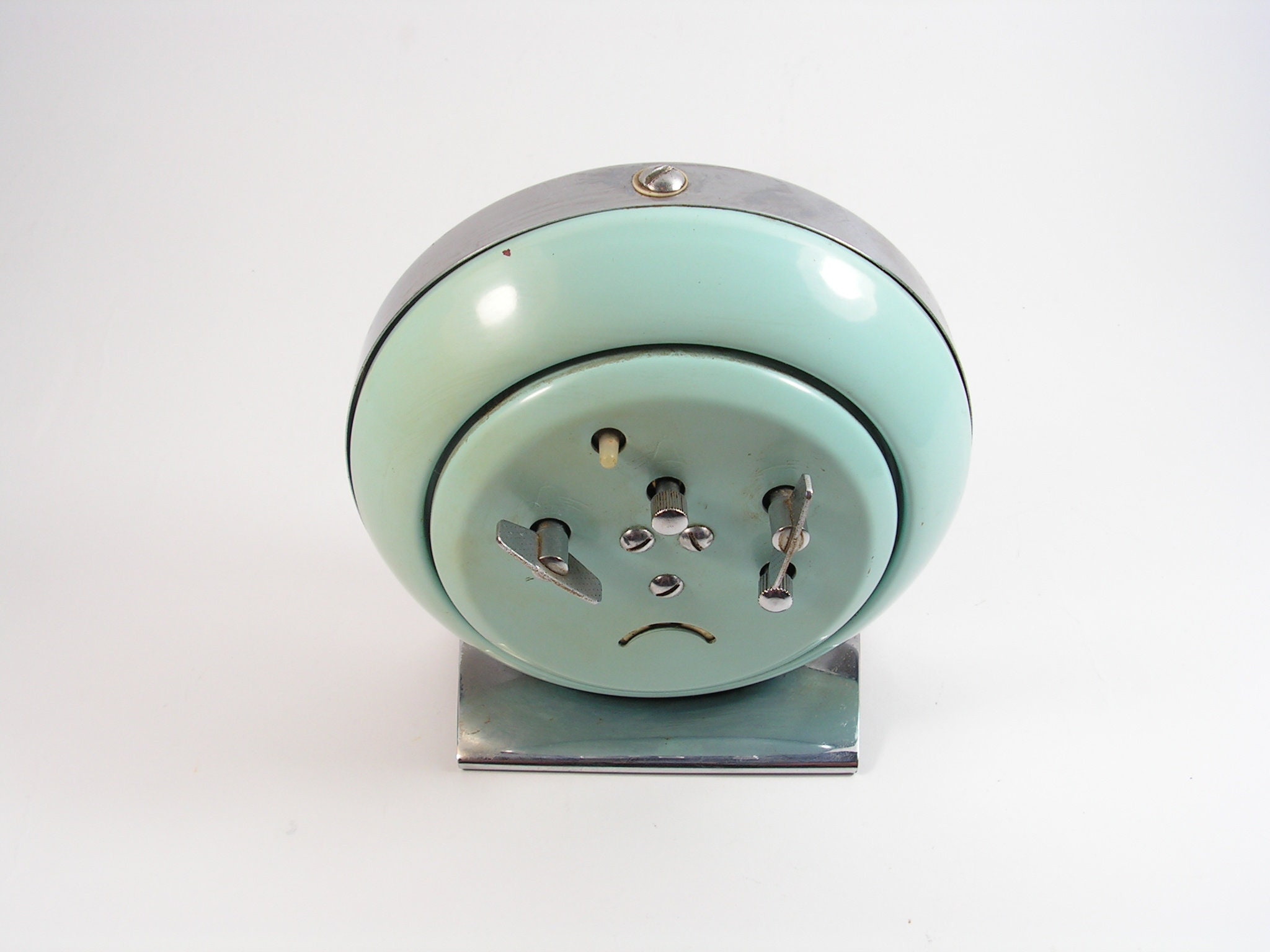 Vintage Working Mechanical Alarm Clock, Chinese Green Blue Clock, Retro ...