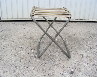 Folding fishing stool, Vintage folding chair, Camping folding stool, Picnic canvas chair, Retro stool, Fishing chair