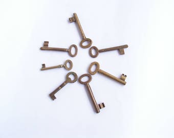 Antique Brass Keys Set of 7 Skeleton Keys Collectibles Keys Old Keys Steampunk Keys Set Vintage Skeleton Keys