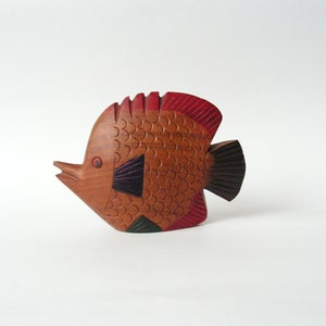 Vintage wooden fish Hand carved fish figurine Wooden painted figure of fish Wooden art figure Wood fish sculpture
