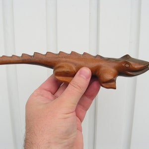 Vintage wooden crocodile, Hand carved wood alligator, Figurine Wooden Figure of animal Wooden art figure Symbol of male power