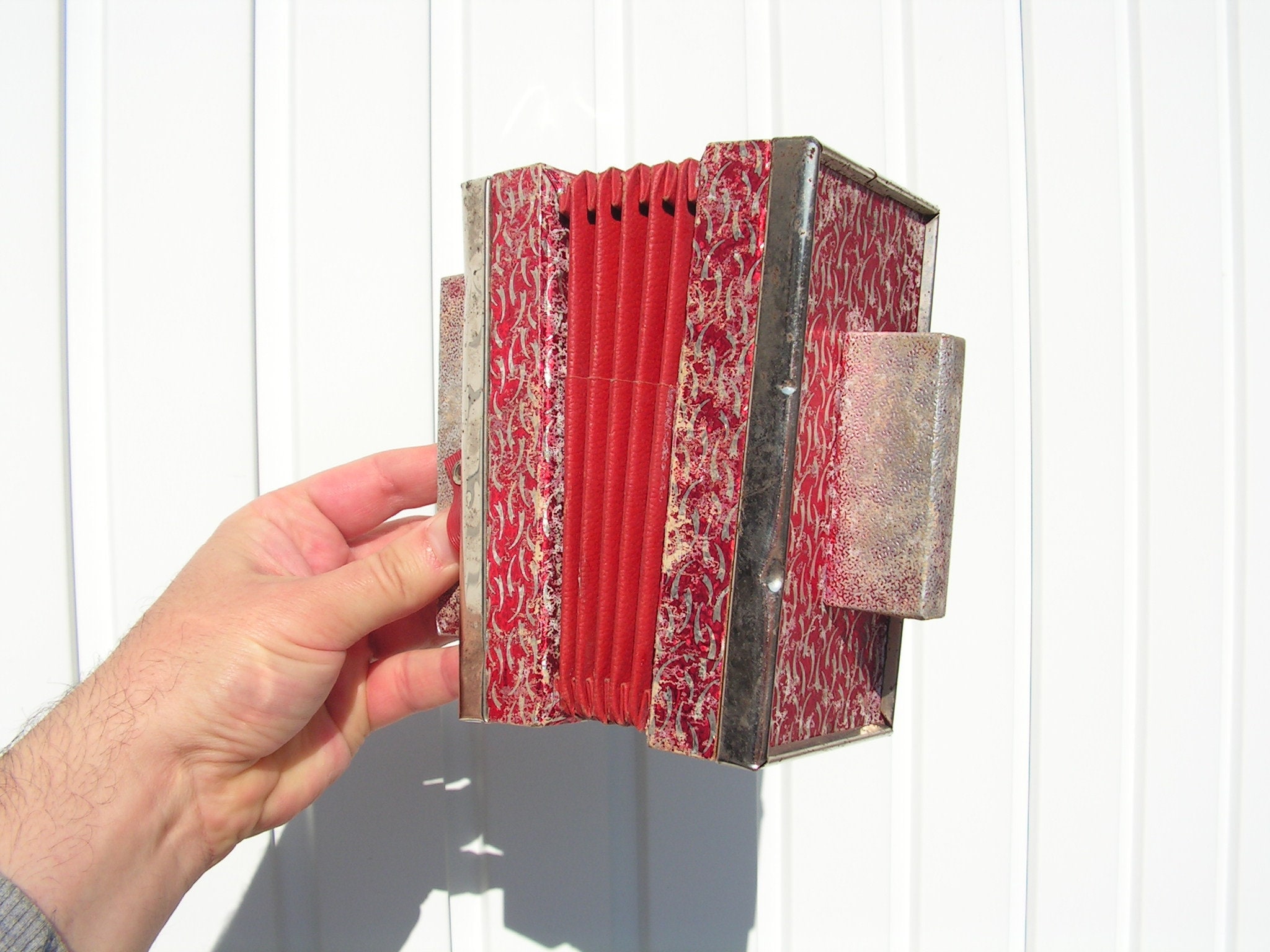 ヴィンテージ装飾アコーディオンおもちゃ、音楽付き小型アコーディオン