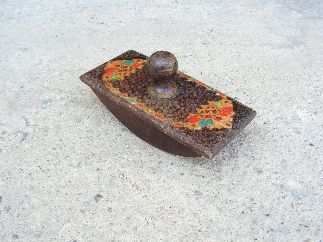 Vintage Desk Blotter, Wooden Pyrography Blotter, Rocking Ink Blotter